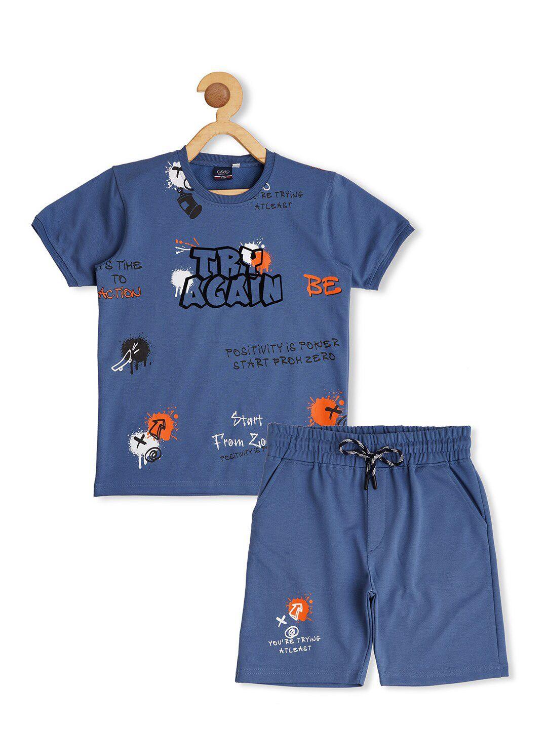 cavio boys printed pure cotton t-shirt with shorts