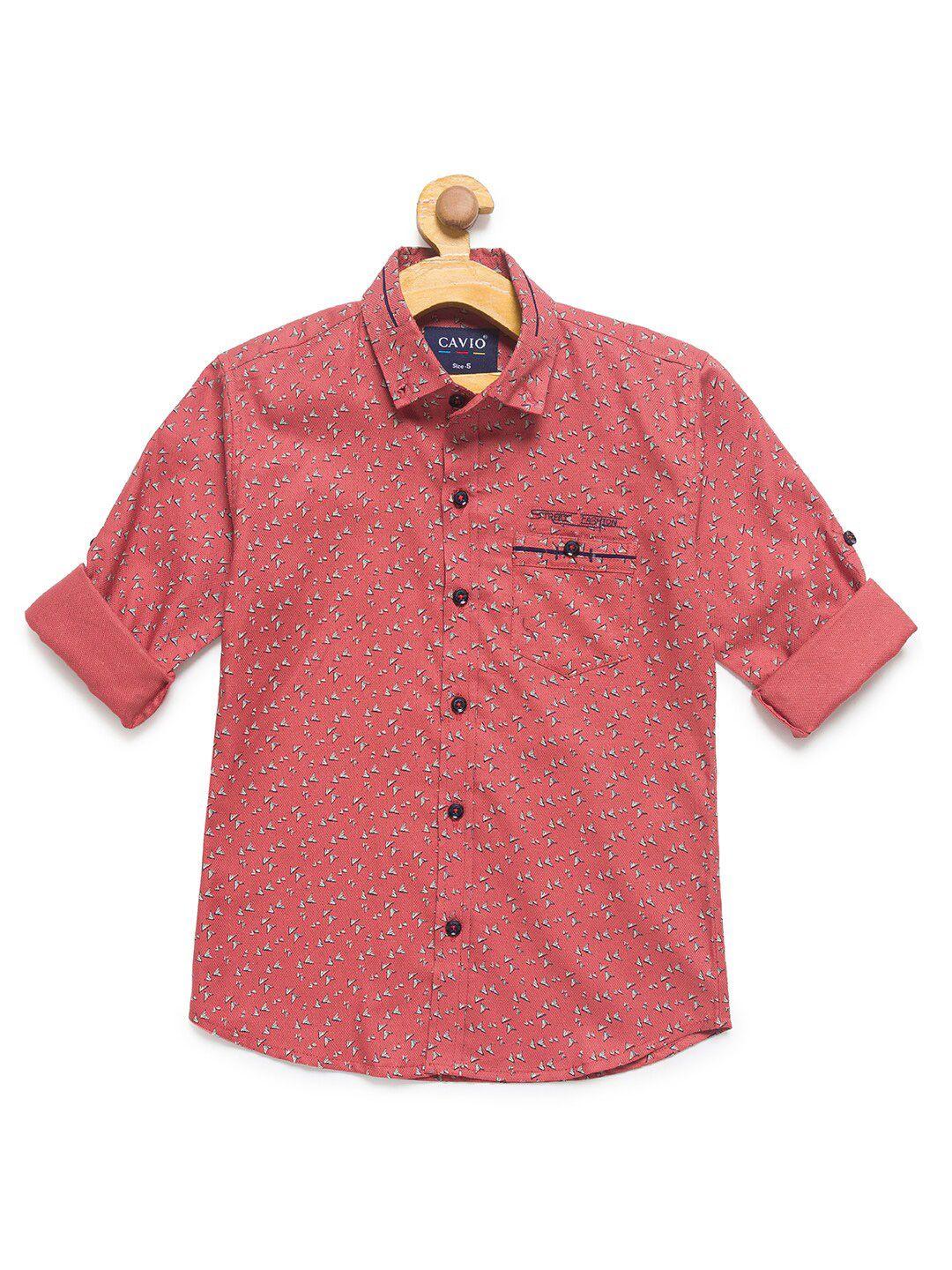 cavio boys rust premium floral printed casual shirt