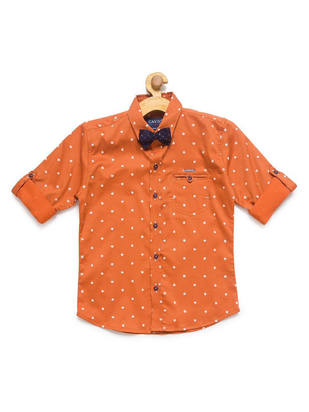 cavio boys rust premium printed casual shirt