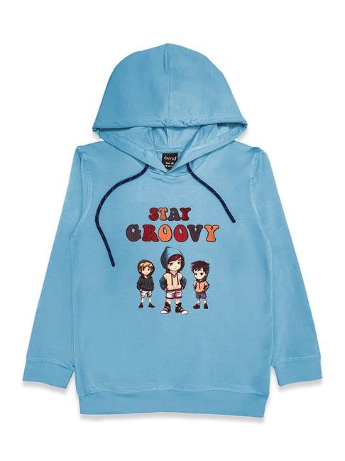 cavio kids blue printed full sleeves sweatshirt