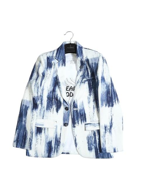 cavio kids blue printed full sleeves t-shirt with blazer