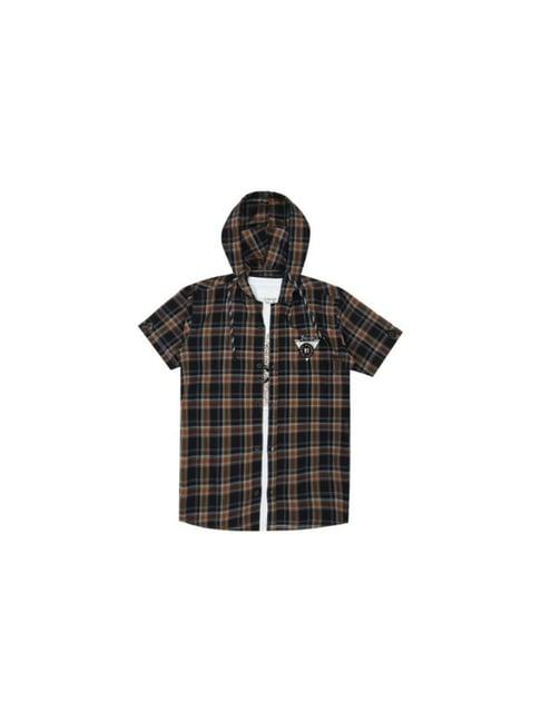 cavio kids multicolor checks shirt with t-shirt