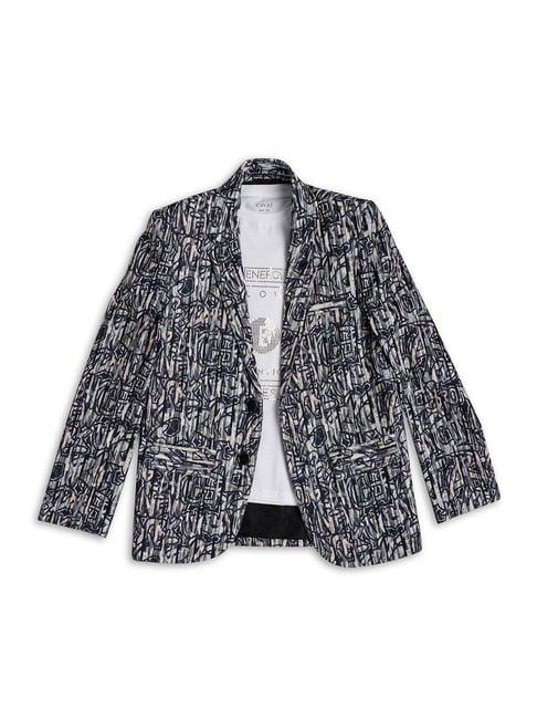 cavio kids multicolor printed full sleeves blazer with t-shirt