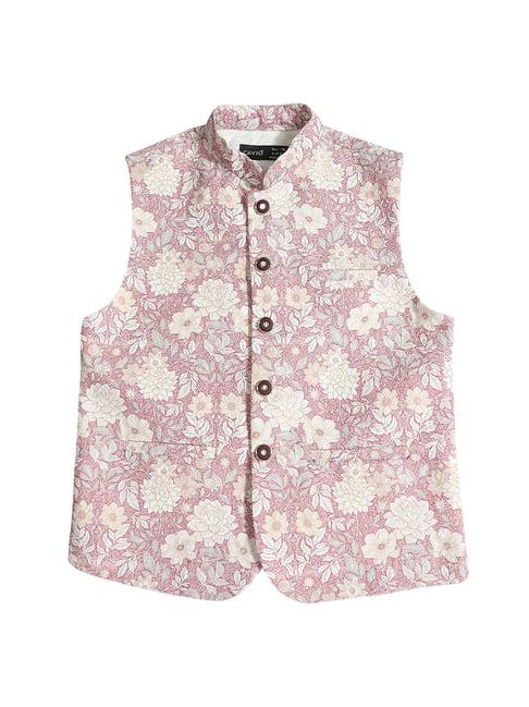 cavio kids pink floral print nehru jacket