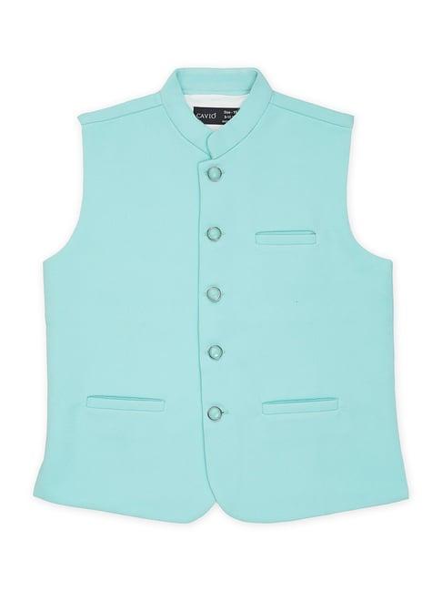 cavio kids sea green solid nehru jacket