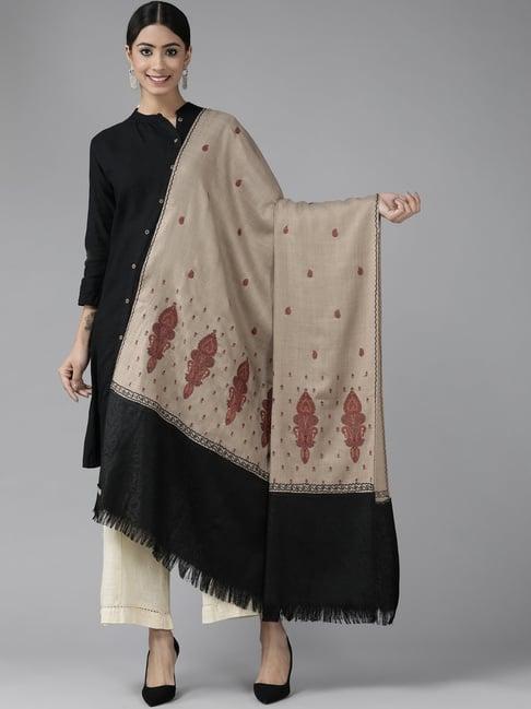cayman beige & black embroidered shawl