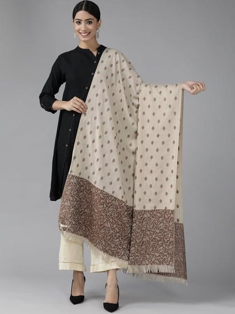 cayman beige & brown motifs printed shawl