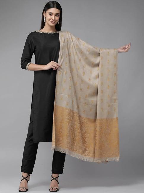 cayman beige & mustard floral print shawl