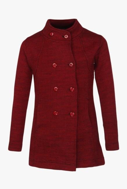 cayman kids maroon textured coat