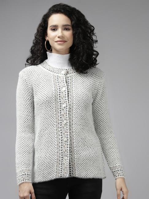 cayman off-white crochet pattern cardigan
