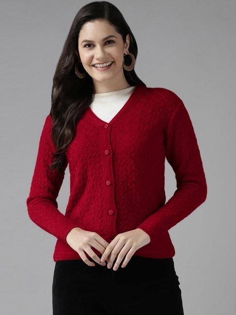 cayman red embroidered cardigan