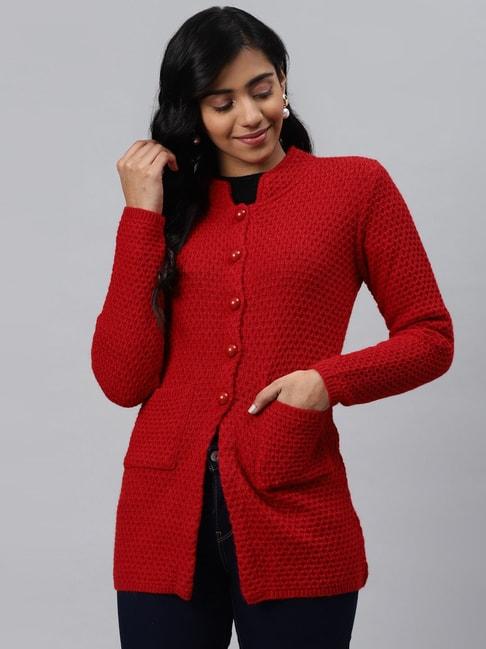 cayman red full sleeves longline sweater