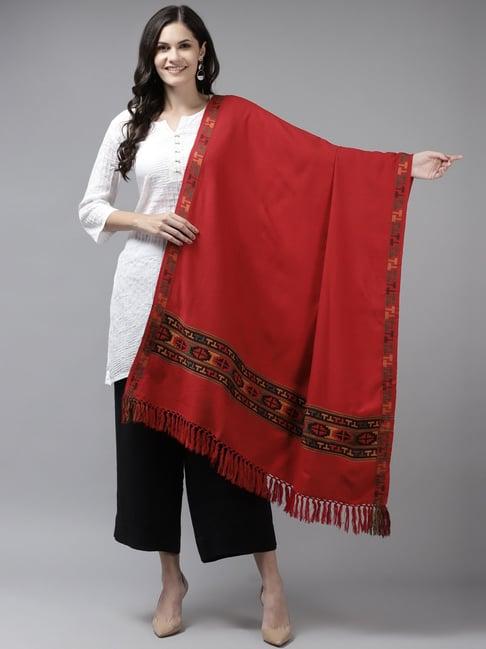 cayman red geometric print shawl
