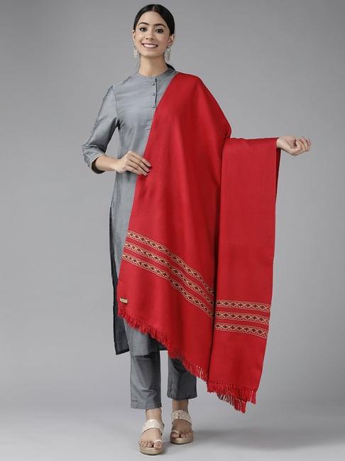 cayman red motifs printed shawl