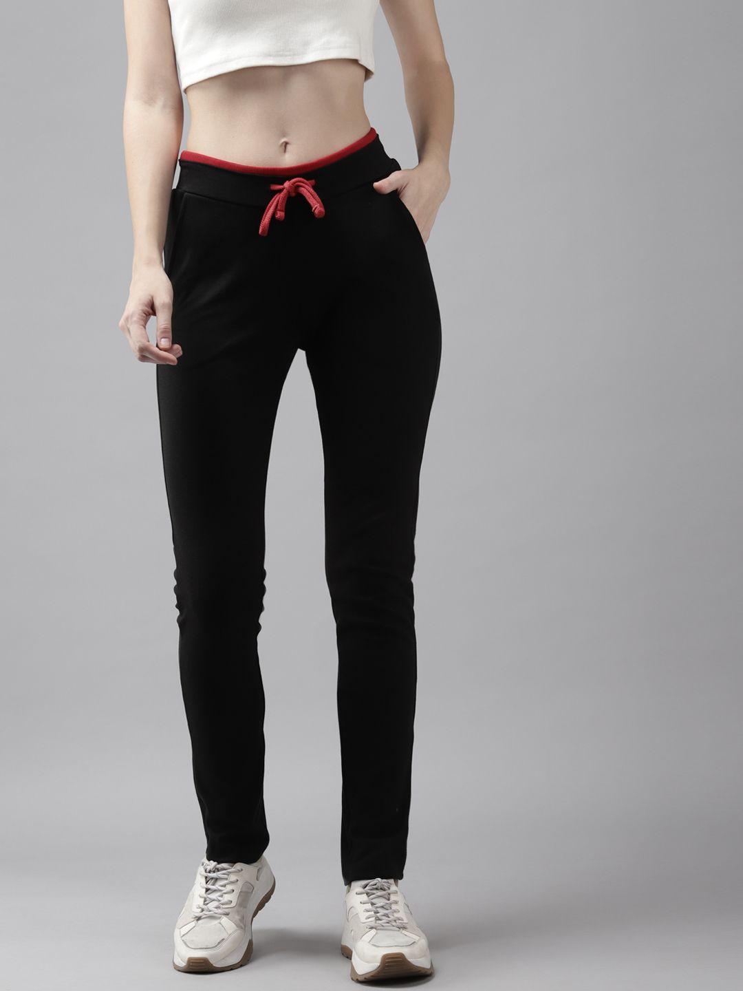 cayman-women-black-solid-cotton-track-pants
