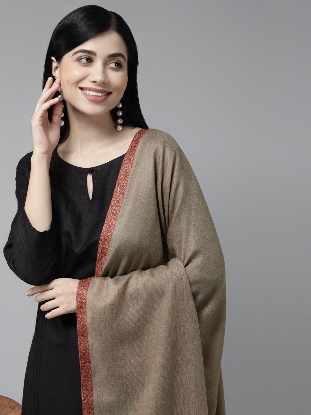 cayman women brown woven design winter shawl