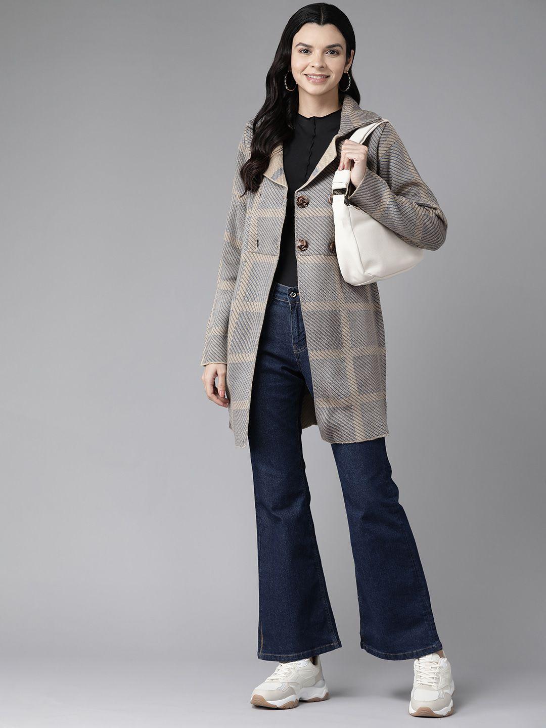 cayman women geometric acrylic lightweight longline tailored jacket