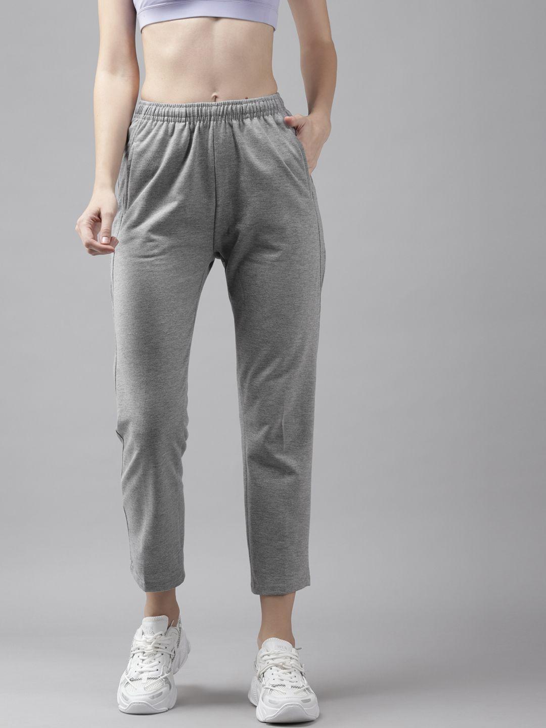 cayman  women grey melange solid pure cotton track pants