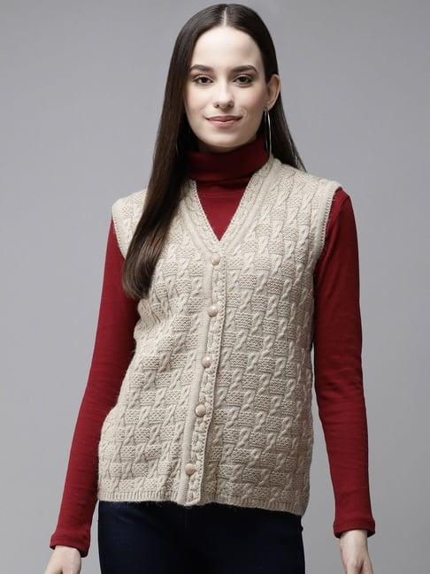 cayman beige self design sweater