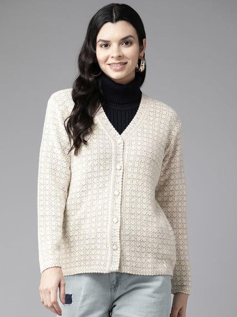 cayman beige self pattern cardigan