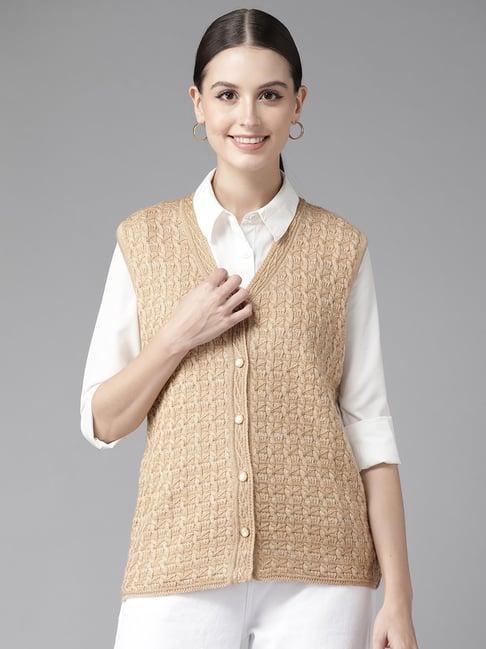 cayman beige self pattern cardigan