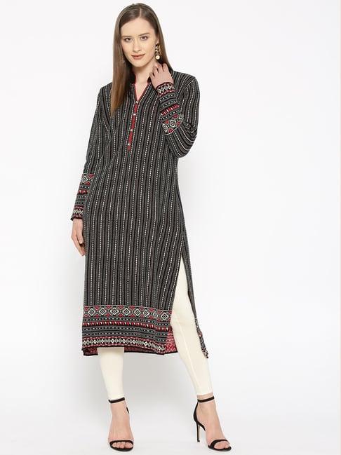 cayman black & beige striped kurta