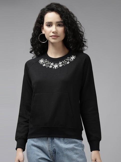 cayman black cotton embroidered pull over