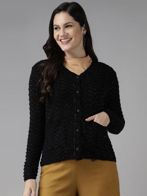 cayman black printed cardigan