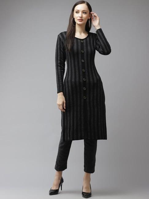 cayman black striped kurta