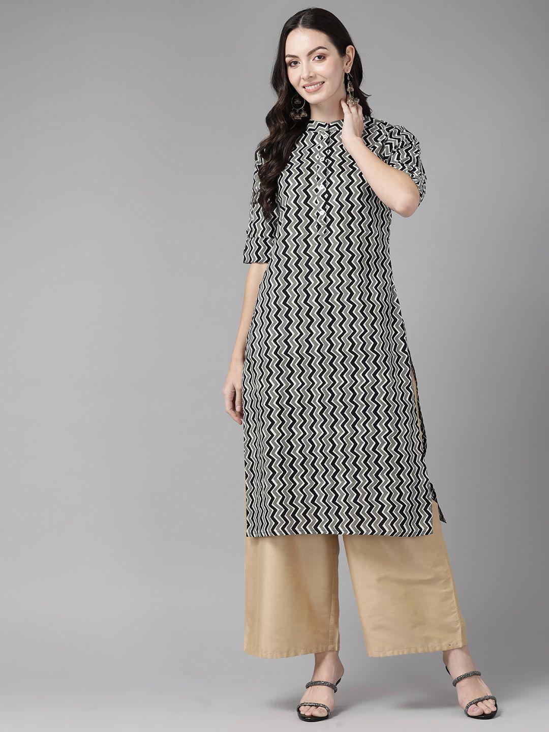 cayman chevron printed pure cotton kurta