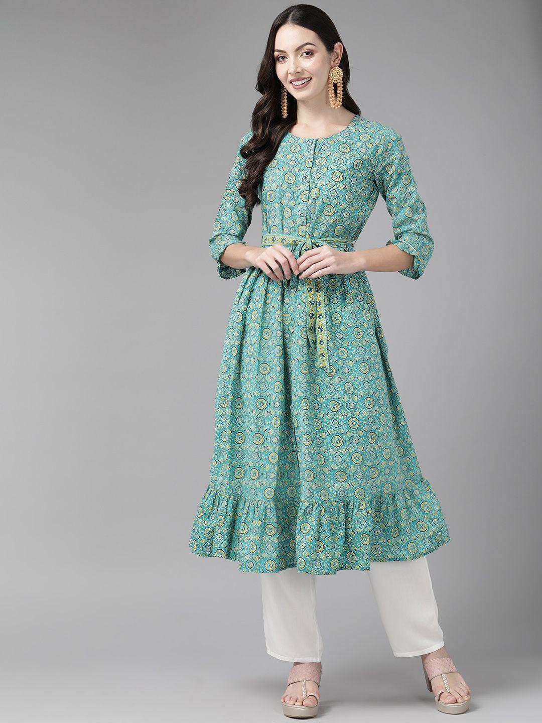 cayman ethnic motifs printed pure cotton kurta