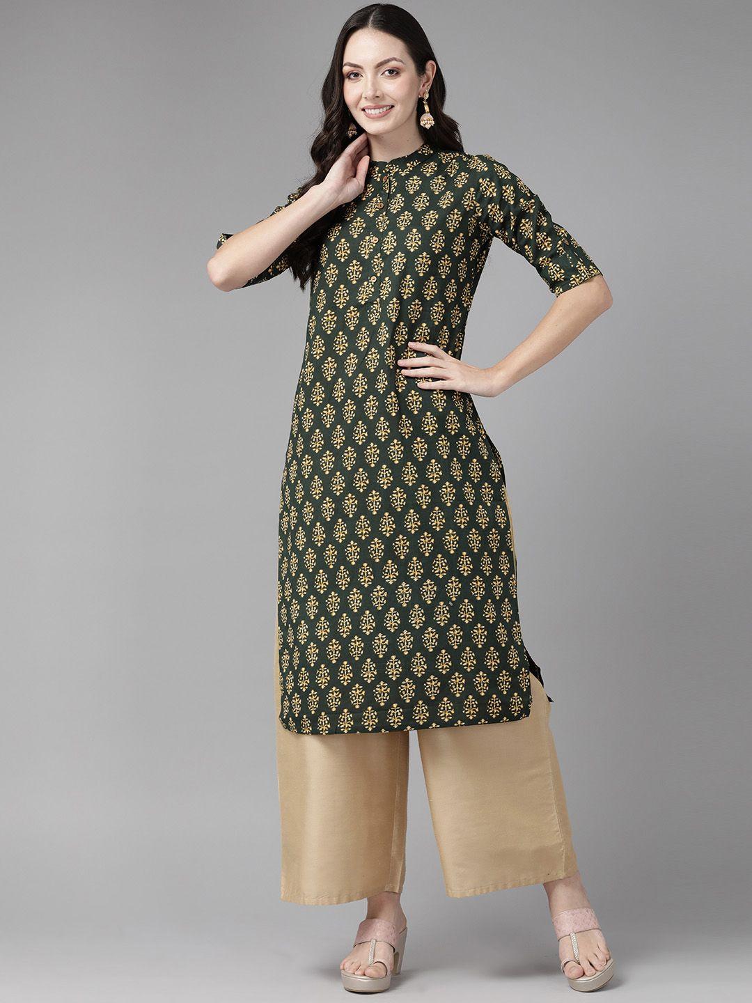 cayman ethnic motifs printed pure cotton kurta