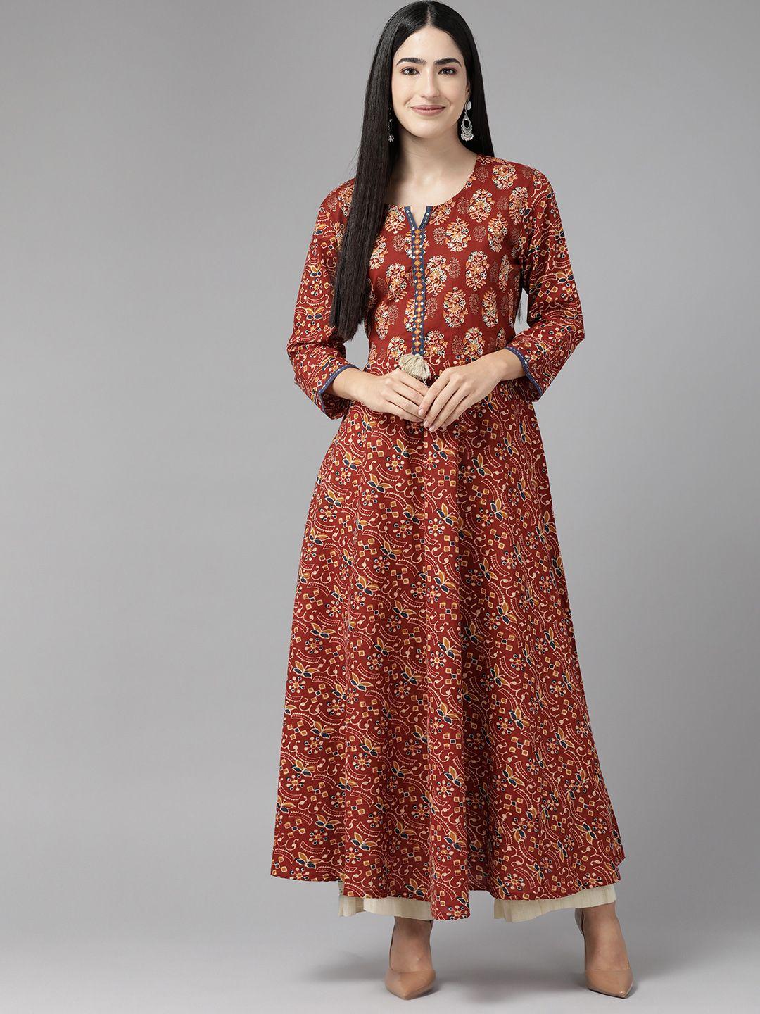 cayman ethnic motifs printed sequinned pure cotton kurta