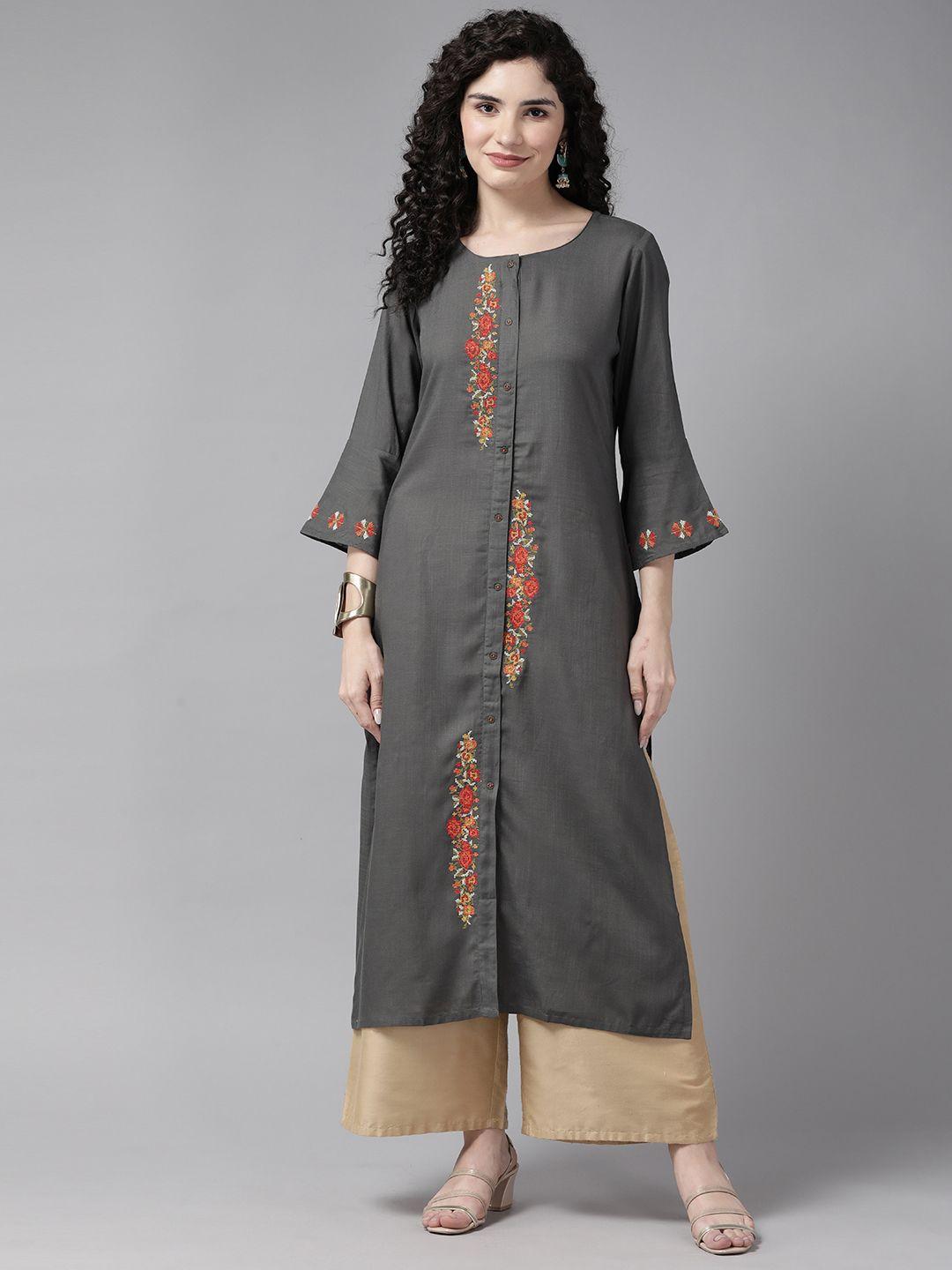 cayman floral embroidered kurta