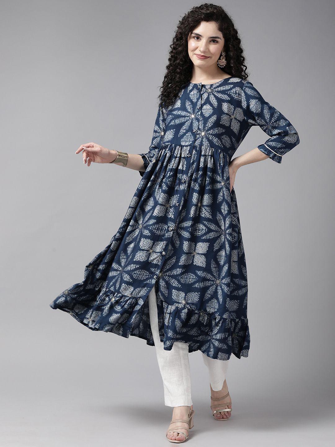 cayman floral printed tiering kurta