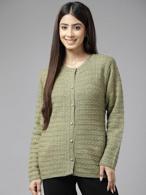 cayman green self pattern cardigan