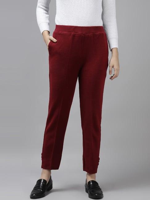 cayman maroon mid rise trousers