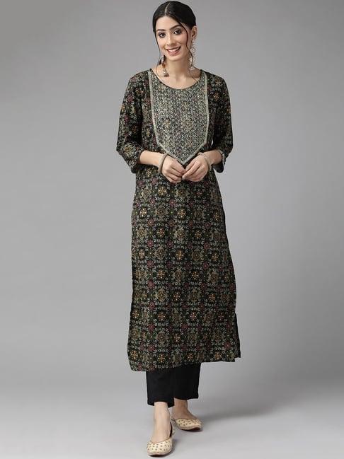 cayman multicolor embellished straight kurta