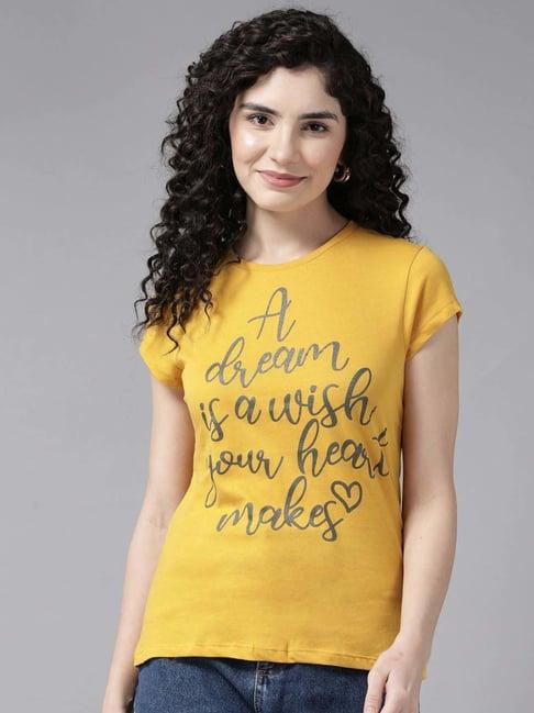 cayman mustard cotton printed t-shirt