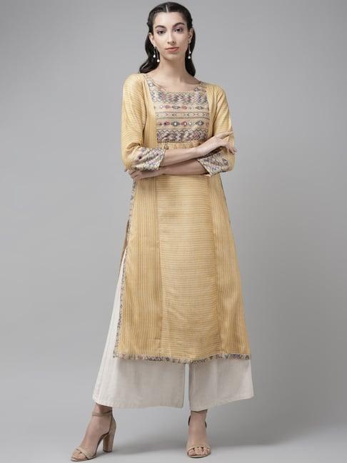 cayman mustard striped kurta