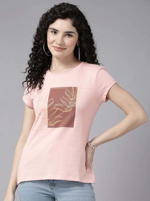 cayman peach cotton printed t-shirt