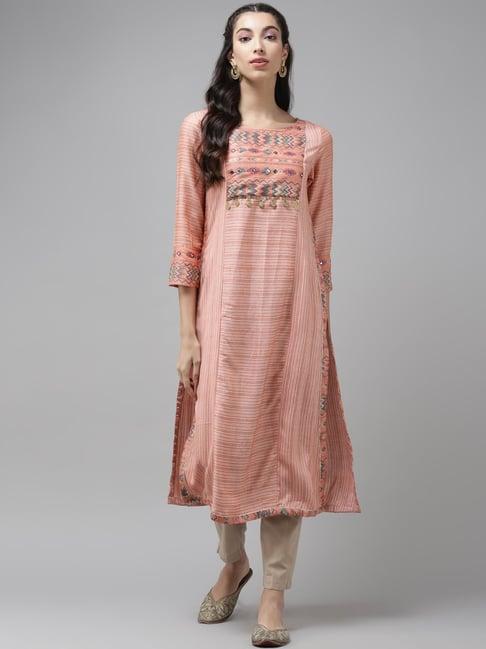 cayman peach striped kurta