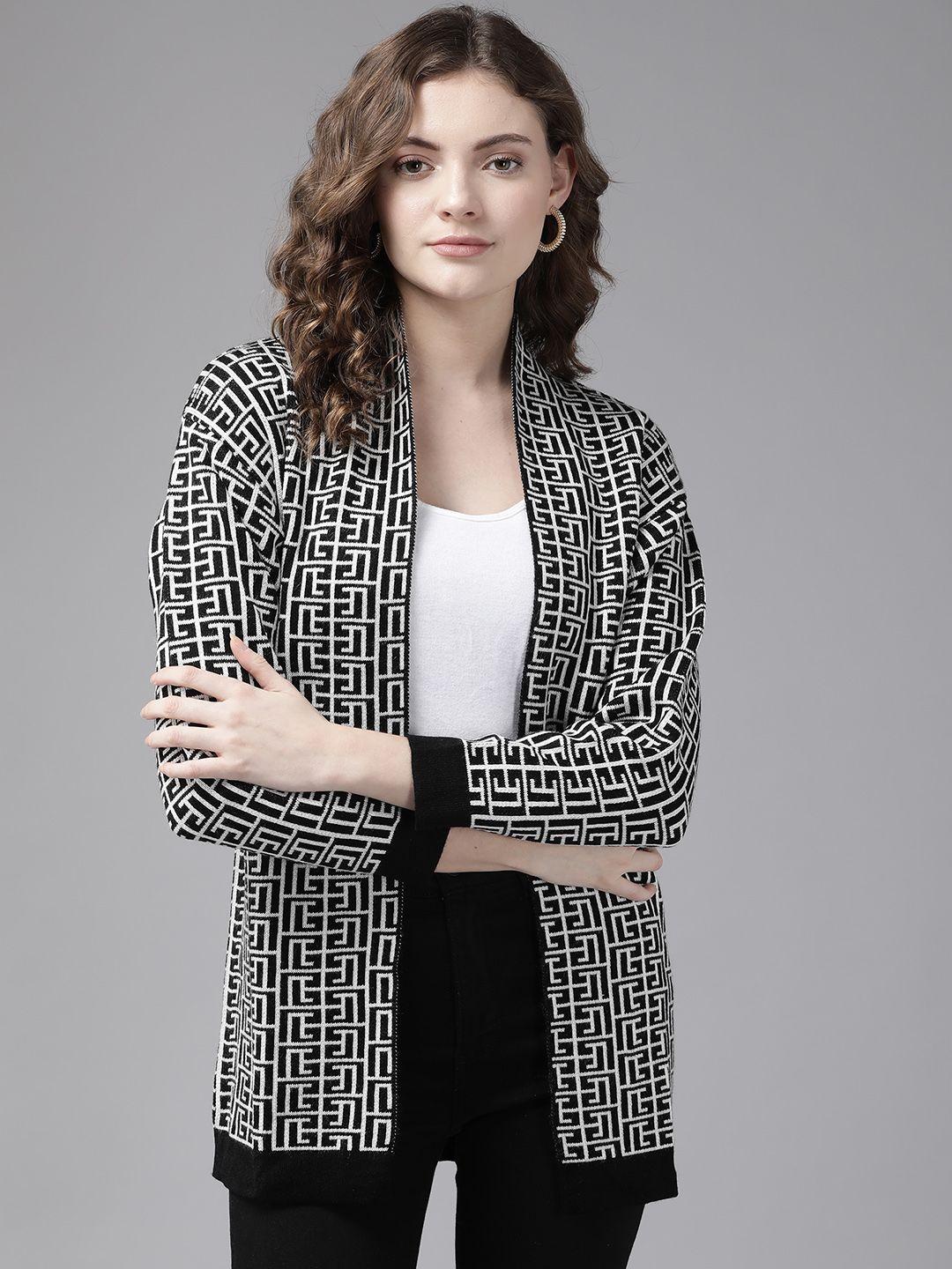 cayman women black & white printed fusion shrug