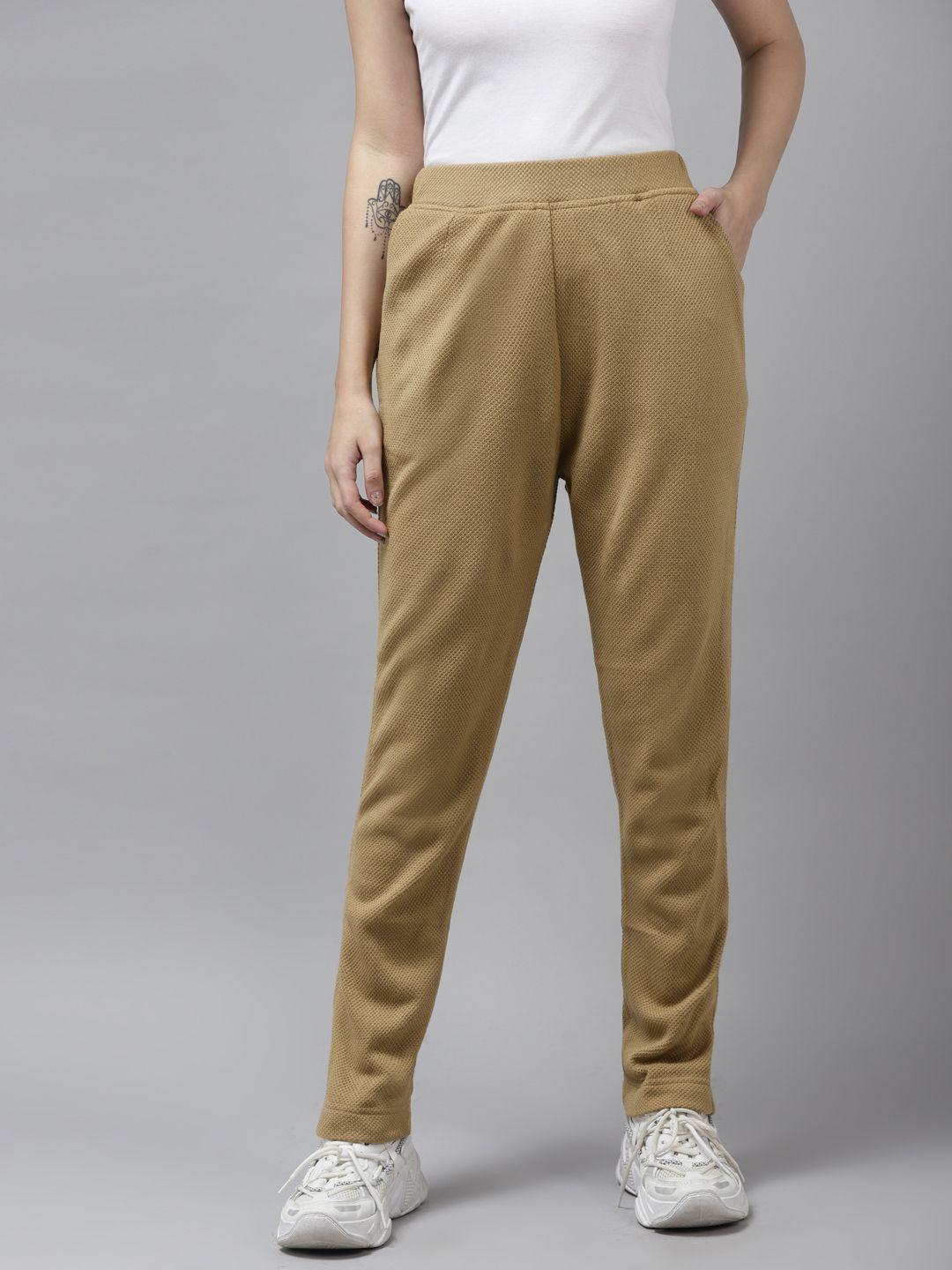 cayman women camel brown slim fit trousers