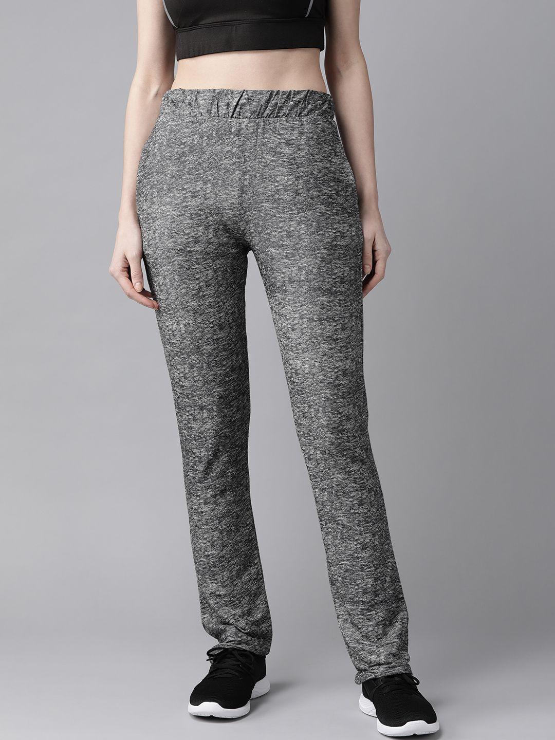 cayman women charcoal grey self-design pure cotton track pants