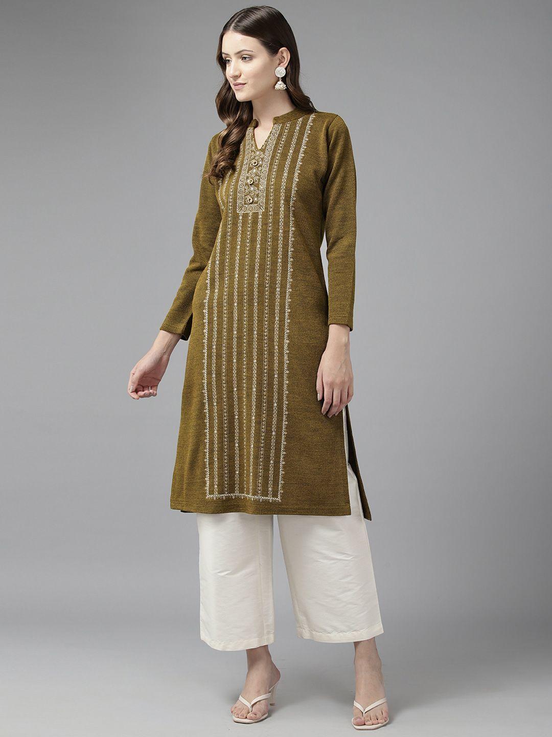 cayman women ethnic motifs printed woollen kurta