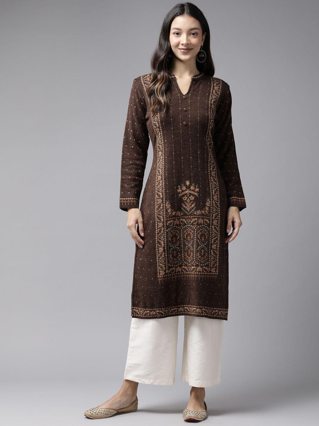 cayman women ethnic motifs printed woollen kurta