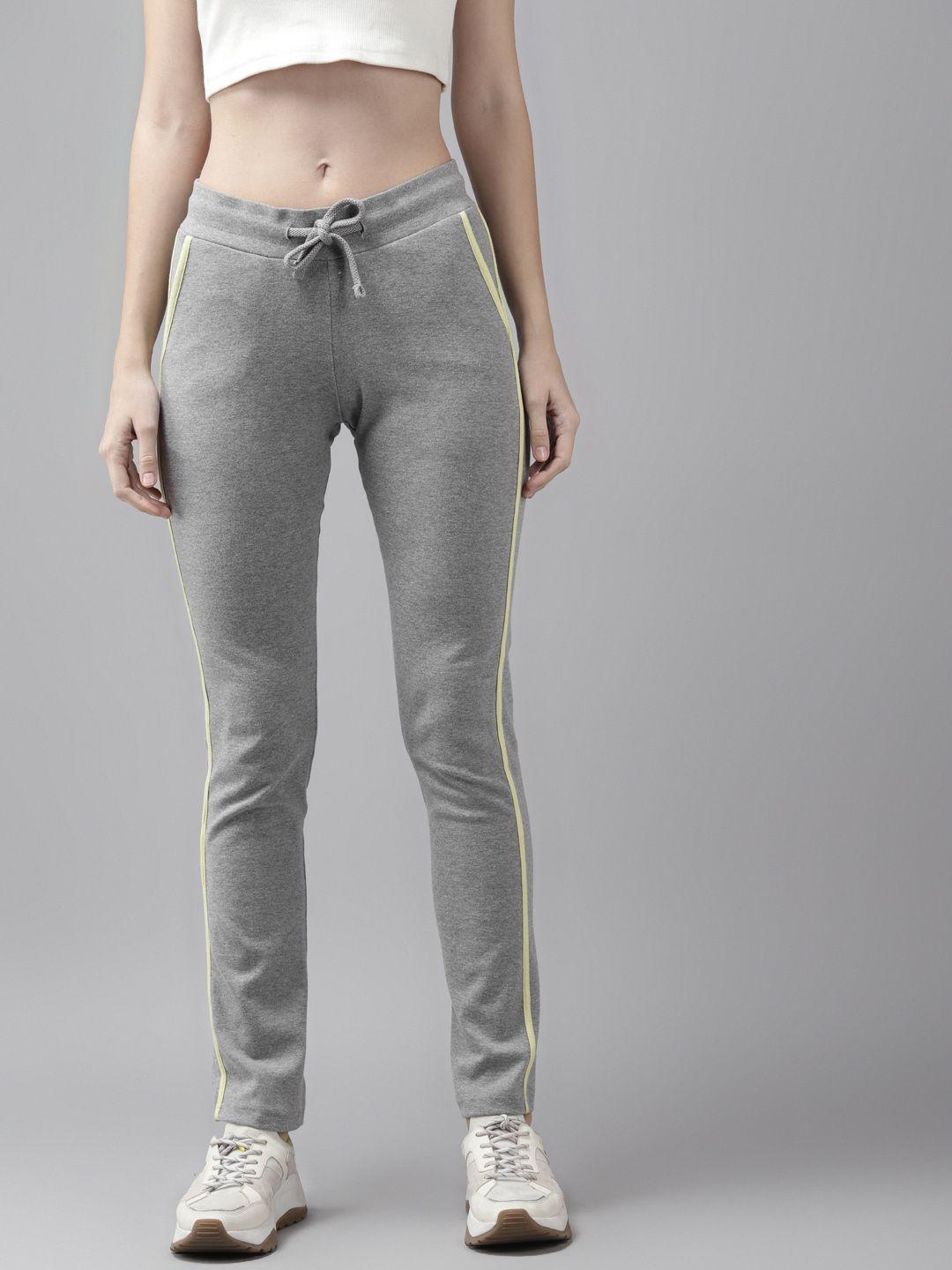 cayman women grey melange solid cotton track pants