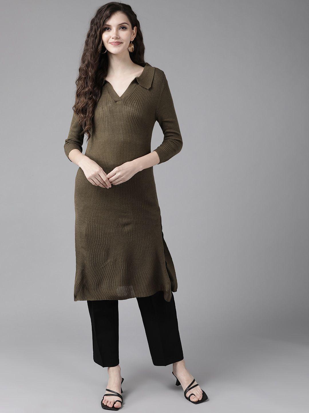 cayman women khaki woollen kurta