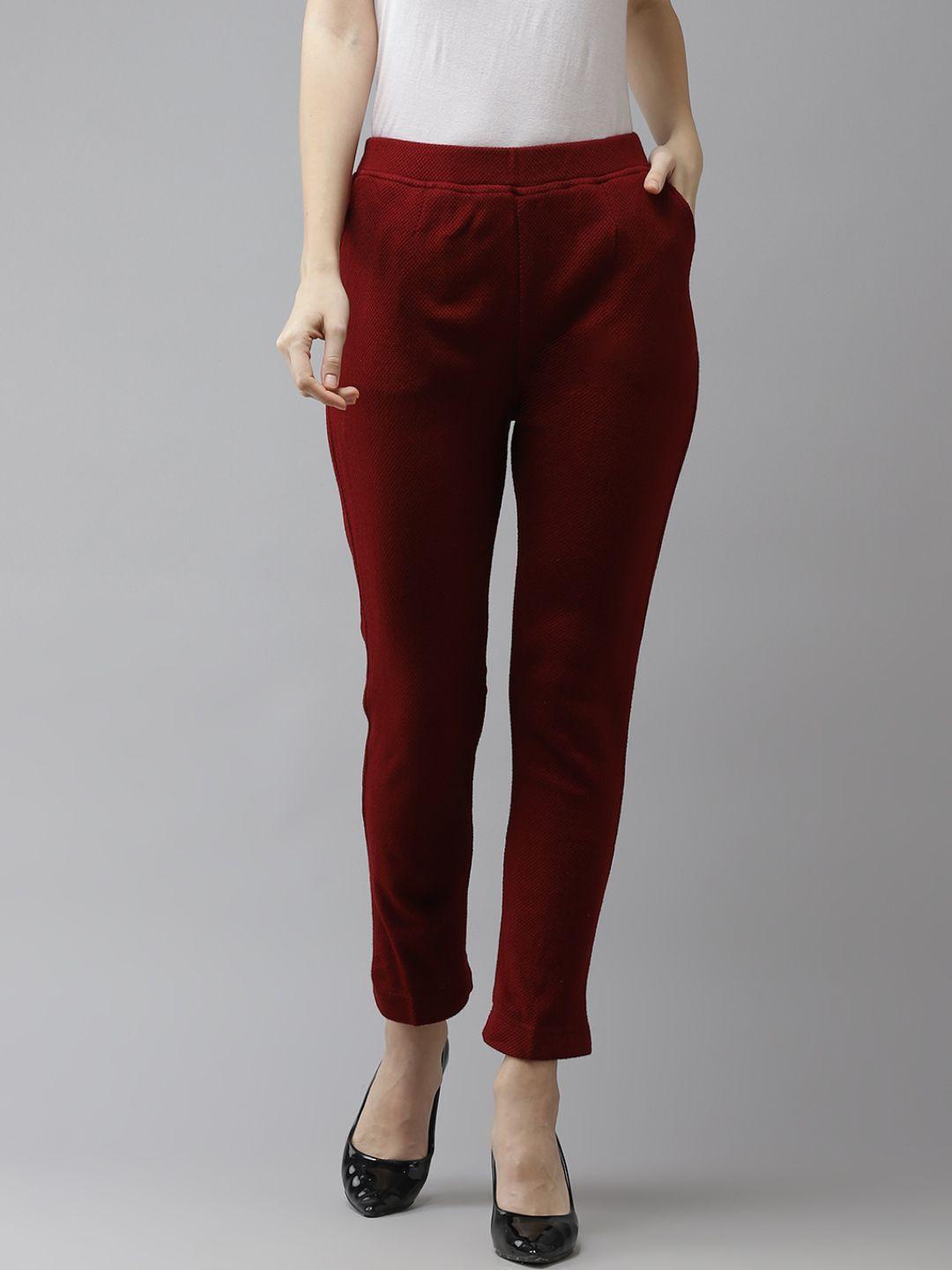 cayman women maroon woollen trousers